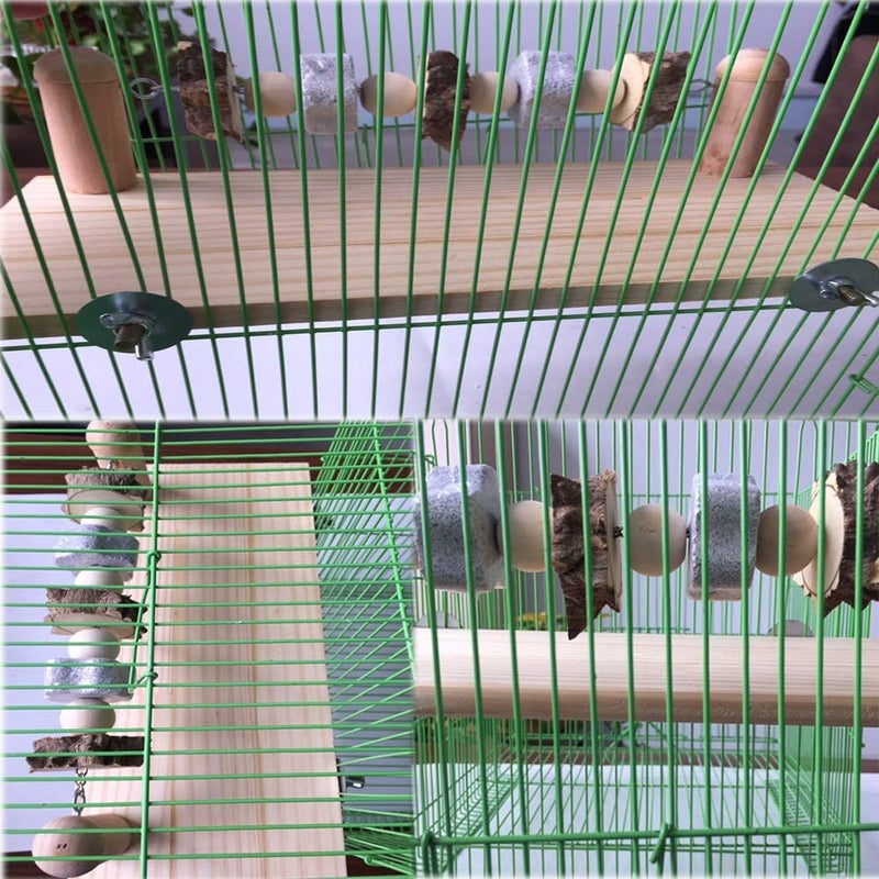 kathson Hamster Wood ledges Platform, Wooden Chinchilla Ledges Platform with Lava Ledge Blocks Chew Toys Pet Cage Resting Wooden Shelf Chinchilla Cage Accessories for Hamster Guinea-Pigs Mouse - Image 3